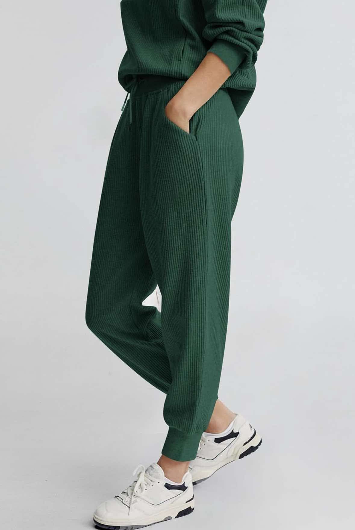 Sweatsuits Set Long Sleeve Half Zip Pullover Sweatshirt Joggers Sweatpants,R25, green, XXL