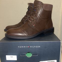 Tommy Hilfiger Men’s Brown Leather Boots Size 8 Lace Up Casual