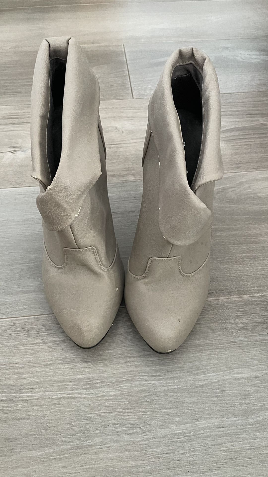 Grey Heel Booties, Size 6
