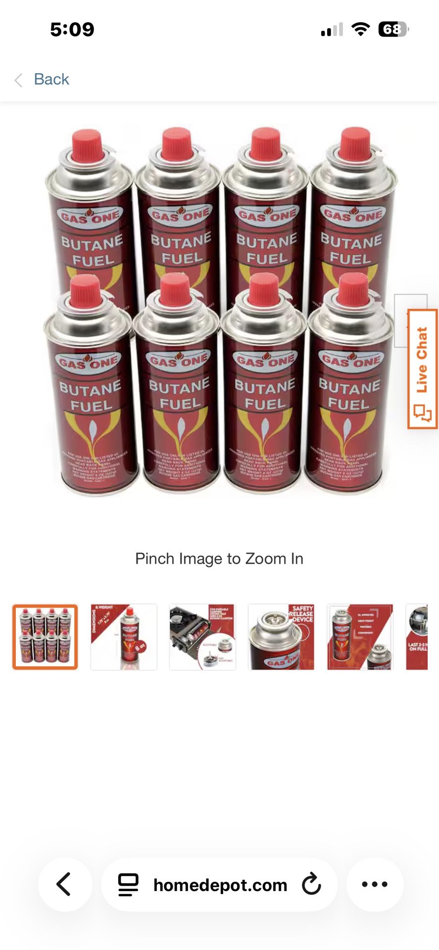 8 oz. Butane Fuel Canister Cartridge with Safety