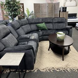 Grey Crushed Velvet Modular Sectional ✅ Financing Available - Bad or No Credit Accepted ✅ 