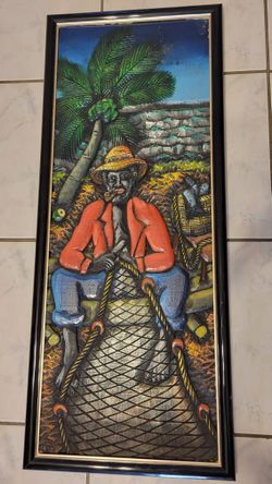 Wood Hand Carved Hanging Framed Painting. Cuadro Tallado En Madera 