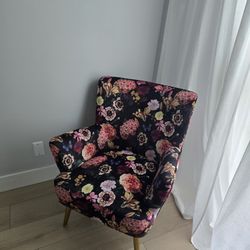 BELLEZE Modern Accent Chair, High Back Floral Pattern Armchair with Metal Legs, Upholstered Wingback