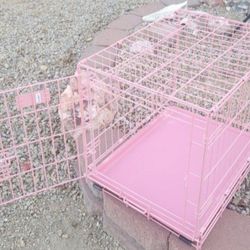 Brand New Small Midwest 24" Long Pink Collapsible Dog Crate Kennel with Pink Bed & Crate Cover