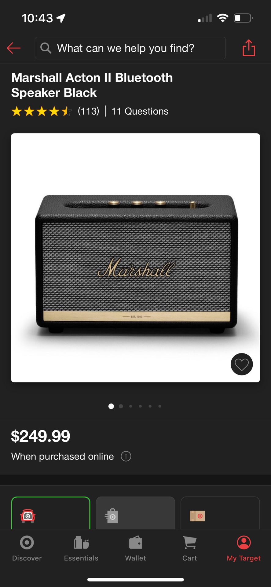 Marshall Acton Il Bluetooth Speaker Black