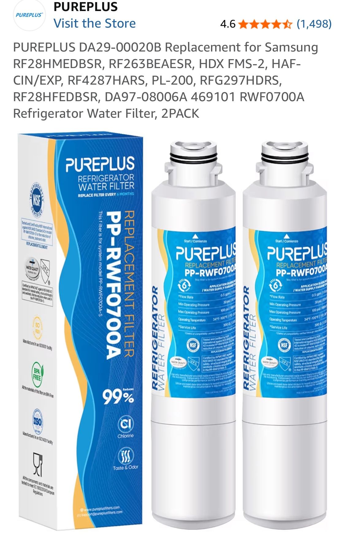 4 water filters for refrigerator. Brand new