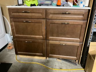 Set of 2 Dark Wood Cabinets – Kitchen or Bathroom Storage