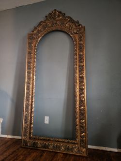 Large Arched Gold Ornate Floor Mirror