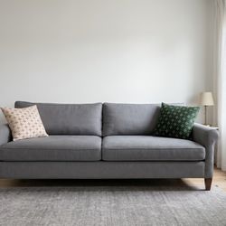 Crate & Barrel Grey 3-Seater Sofa:  Modern & Comfortable