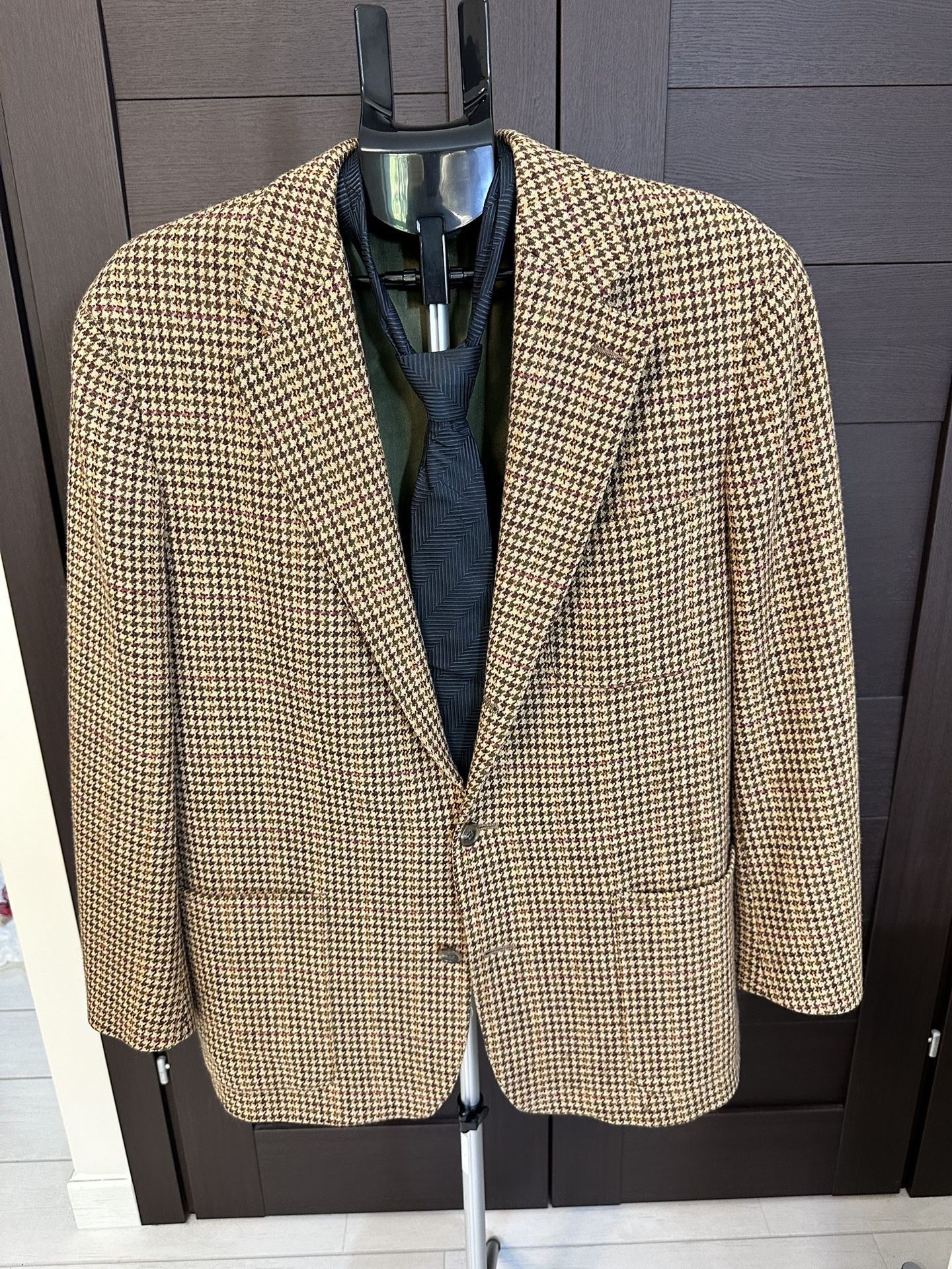 J Crew Vintage Tweed Sport Coat 100% (Tan/Brown/Black) 40R Houndstooth