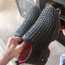 Christian Louboutin Spikes / Roller-Boat style slip-ons (Red Bottoms)