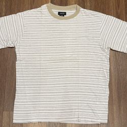 Cotton-On Large White, Red, and Tan Stripped Short Sleeve Casual T-shirt