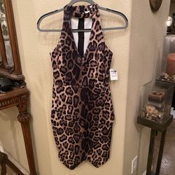 NWT~CHARLOTTE RUSSE Women Leopard Print Sleeveless Party Dress Size Small