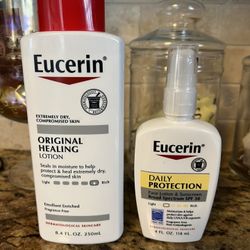 set of 2 eucerin- original healing lotion•8.4oz•daily SPF 30 sunscreen moisturizer•4oz•all for $12