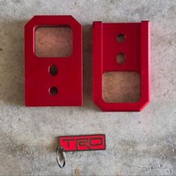Red Tow hook mounting brackets