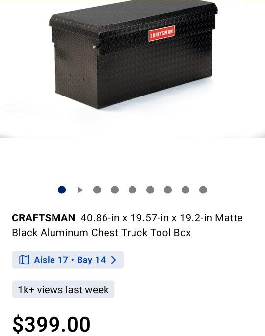CRAFTSMAN 40.86-in x 19.57-in x 19.2-in Matte Black Aluminum Chest Truck Tool Box