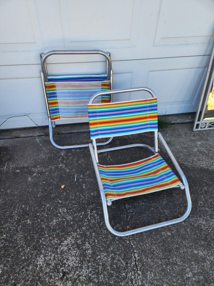 2 Vintage Aluminum Rainbow Chairs
