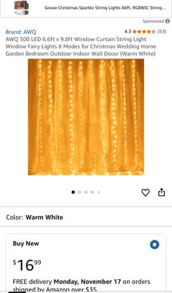 300 LED WINDOW CURTAIN STRING WARM WHITE