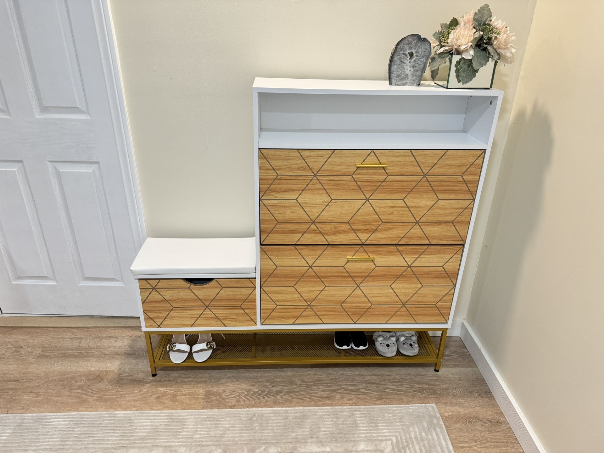 Shoe Cabinet with 2 Flip Drawers for Entryway