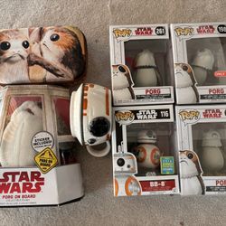 Star Wars Porg BB-8 Lot - Funko Pop, Pencil Case, Suction Plush, Mug