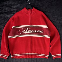 Supreme Script Stripe Half Zip Sweater XL (FW 2025)