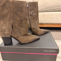 NEW Vince Camuto Alolison Brown Leather Boot - Size 9.5
