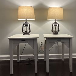 Set Of End Tables And Lamps