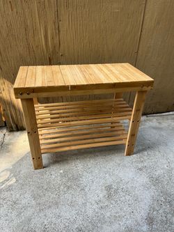 Bamboo Shoe Rack Bench with 2 Shelves