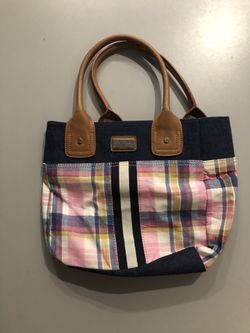 Tommy Hilfiger Denim and Plaid Hobo Tote Bag