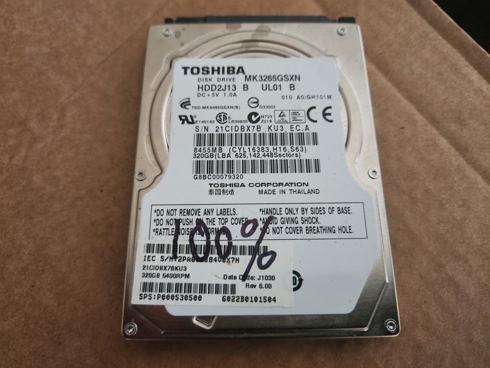 Toshiba 320gb Hard Drive (For PS4, PS3, Laptops)