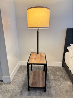 Side Table with Built-in Floor Lamp