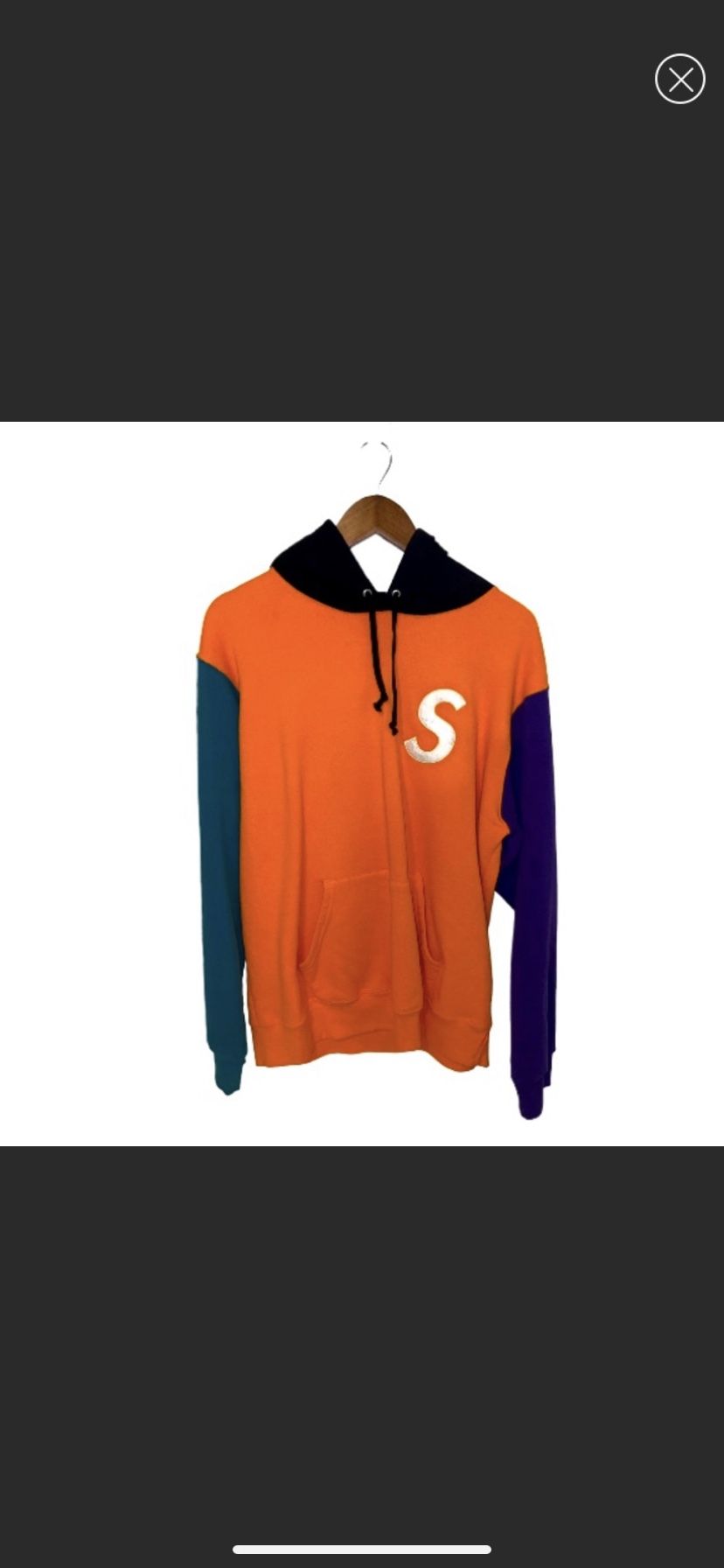 Orange Supreme S Logo Colorblocked Hooded Sweatshirt