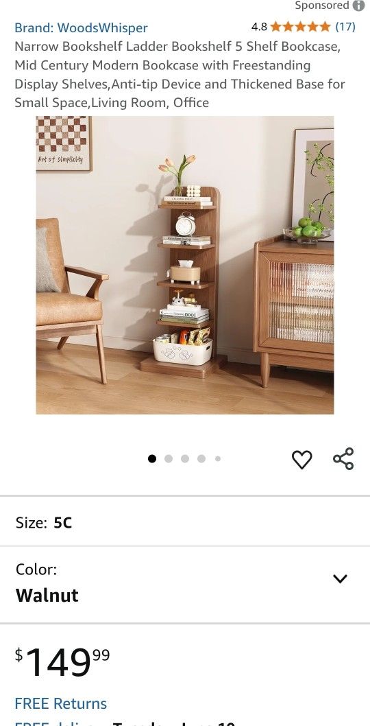 Narrow Bookshelf Ladder Bookshelf 5 Shelf Bookcase