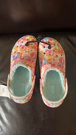 Tie dye Fuzzy crocs Muli color/Blue fuzz