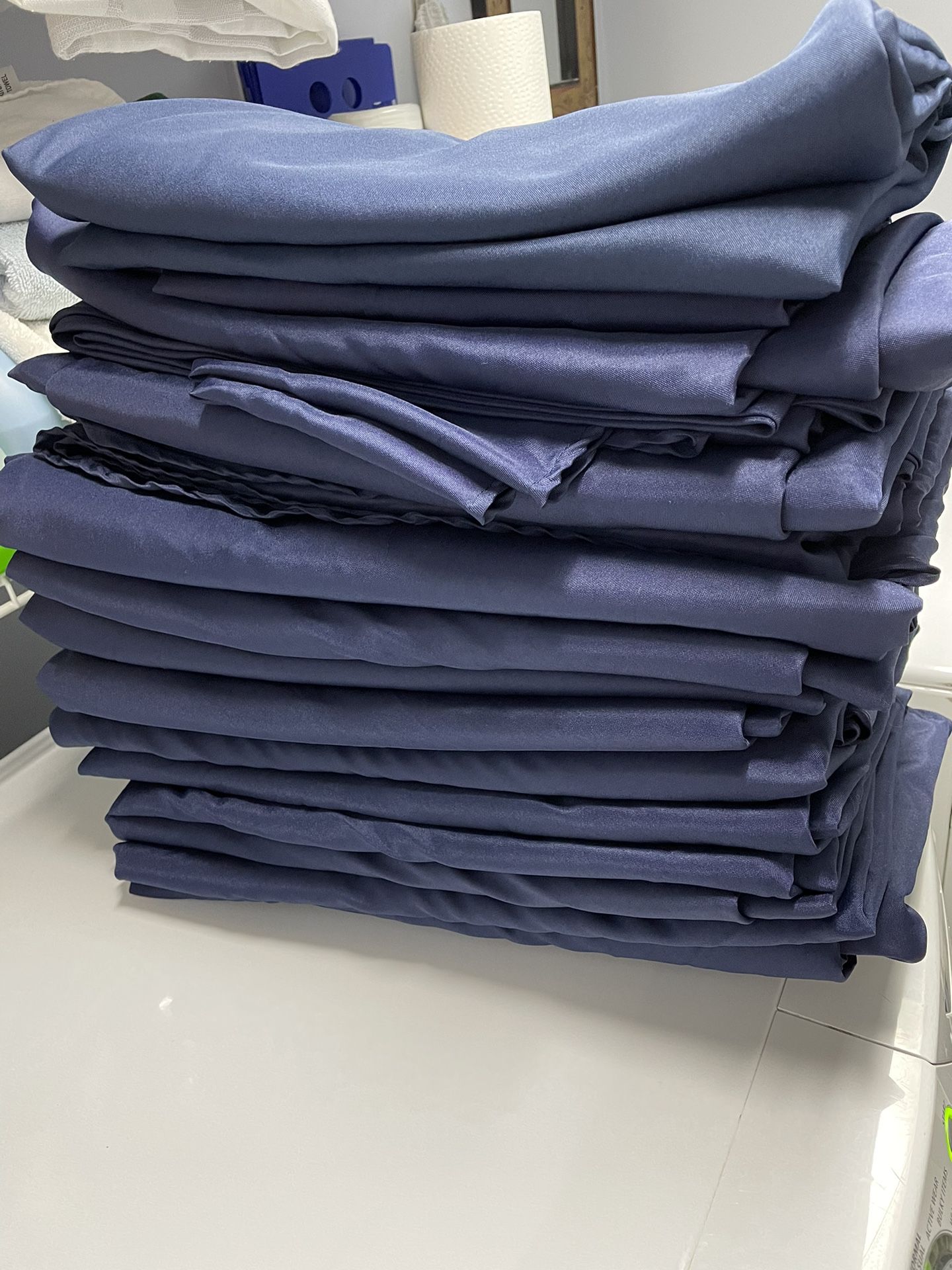 Round Navy Blue Polyester Tablecloths