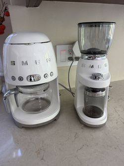 SMEG 10-Cup Coffee Maker & Coffee Grinder — Excellent Condition