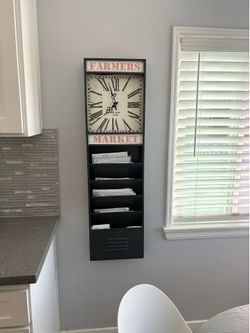 Vintage Metal Wall Organizer Clock