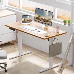New 55” Electric Height Adjustable Standing Desk Adjustable Desk Computer Desk Office Desk with Memory Controller and Headphone Stand Office Furniture