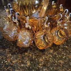 Vintage Amber Glass Ware Set