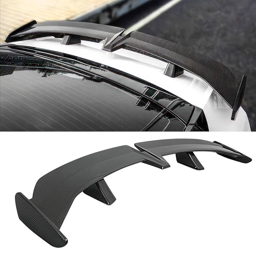 New In Box Universal Carbon Fiber Patterned Down Force Wing Rear Spoiler No Drilling Required