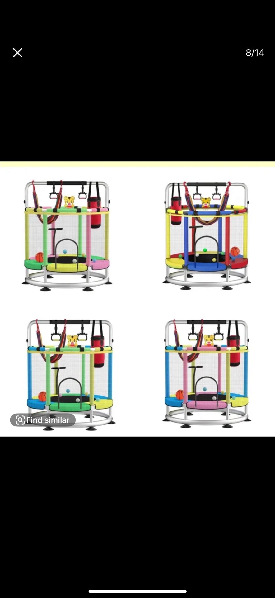 Trampoline for Kids with Anti-Rollover Round Bottom - Double Safety Handles - Indoor/Outdoor Toddler Trampoline