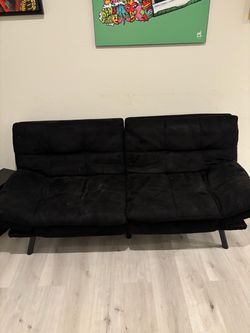 Black Fabric Futon Sofa Bed