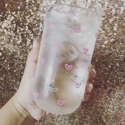 hearts libby glass cup (valentines collection) 