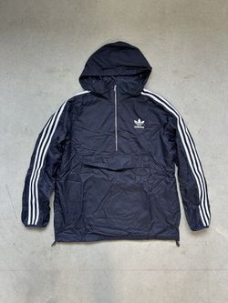 Adidas 3 Stripe Modern Windbreaker Jacket Navy Blue/White Size (L) Large