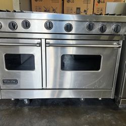 Viking 48”Wide Gas Range Stove In Stainless Steel With Grill And Griddle