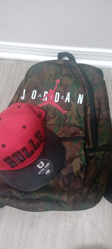 Jordan Backpack And Bulls Hat