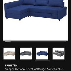 Friheten Blue Sofa Bed Couch 