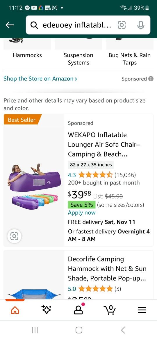 Inflatable Low Hammock