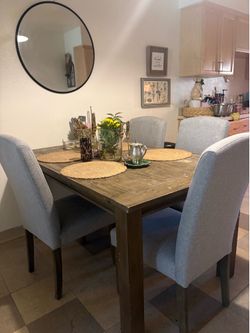 Dining table with 4 chairs wood rectangle