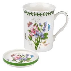 Portmeirion Botanic Garden Floral Mug and Coaster Set Sweet Pea Collectible Cup